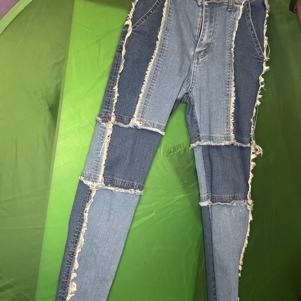 Stylish Blue Patchwork Women's Jeans
